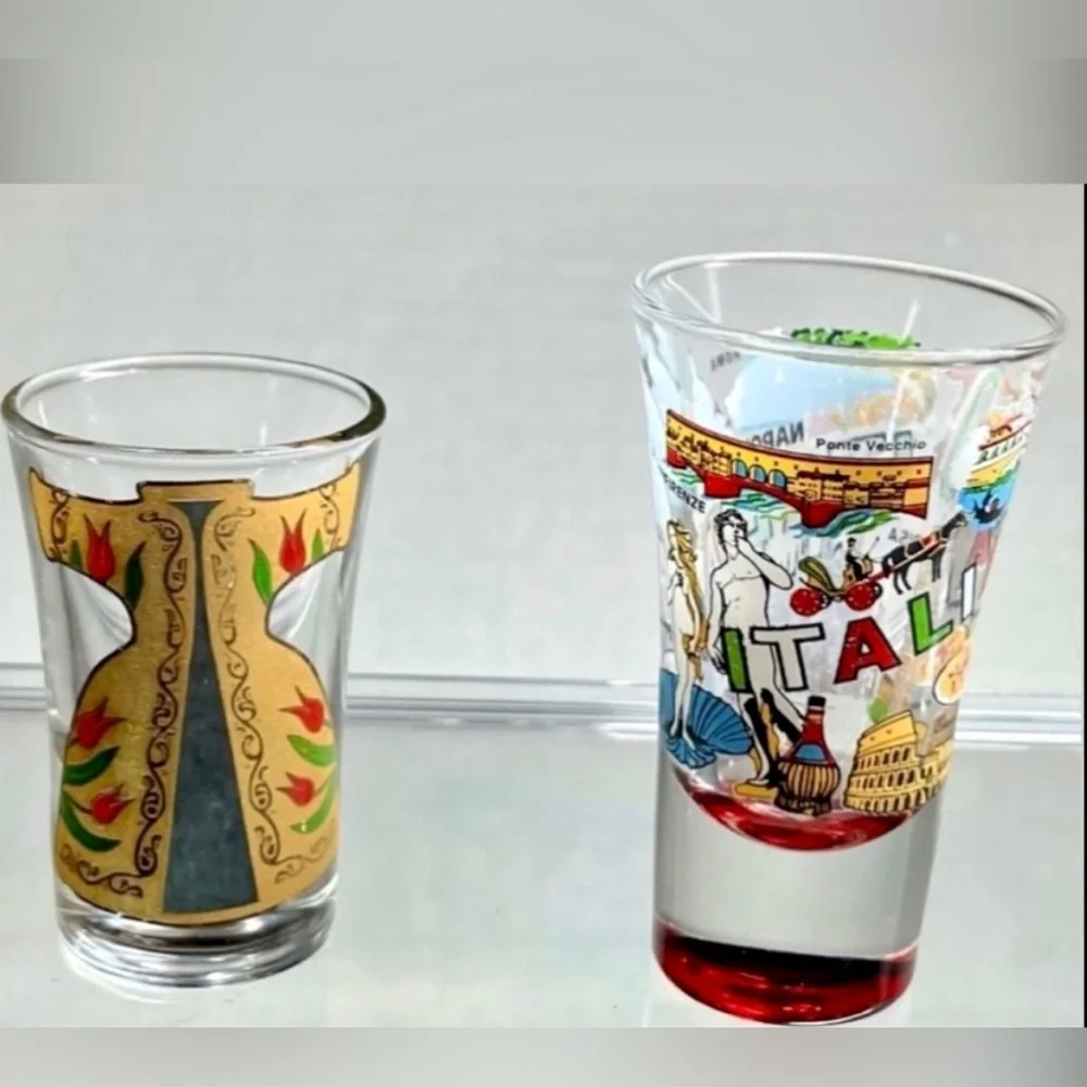 (BRAND NEW) (NWOT) - (1) ITALY SHOT GLASS & (1) ETHNIC NATIVE DRESS SHOT GLASS